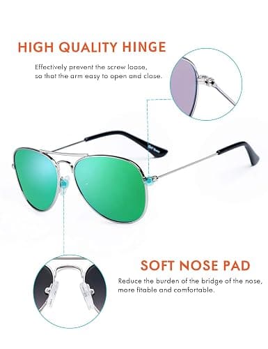 Kids Polarized Sunglasses Pilot for Boys and Girls with Case UV 400 Protection Youth Eyewear Teens Age 2-12 thumbnail 3