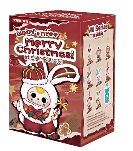 Baby Three Merry Christmas Plush Blind Box – Bunny Ears Reindeer Snowman Big Ear Designs Fluffy Fur Colorful Christmas Outfit Accessories Collectible Gift Random 1 of 9 Secret (Single Box Packaging) - Image 1