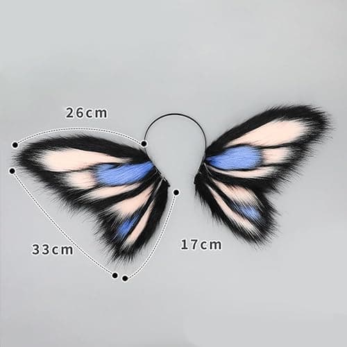 Faylay Hairy Big Wing Headpiece Animal Ears Headband Furry Cosplay Party Halloween Headwear Accessories thumbnail 2