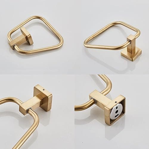Brushed Gold Towel Ring for Bathroom, Kitchen Bath Towel Holder Hangers Wall Mount Heavy Duty Stainless Steel thumbnail 6