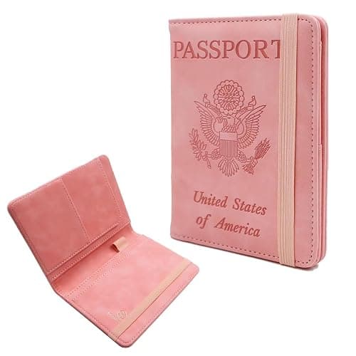 Melsbrinna Premium Leather Passport Holder Covers Case, Waterproof Rfid Blocking Travel Wallet Passport Holder with Pen Holder, Cute Passport Book for Women/Men - Image 1