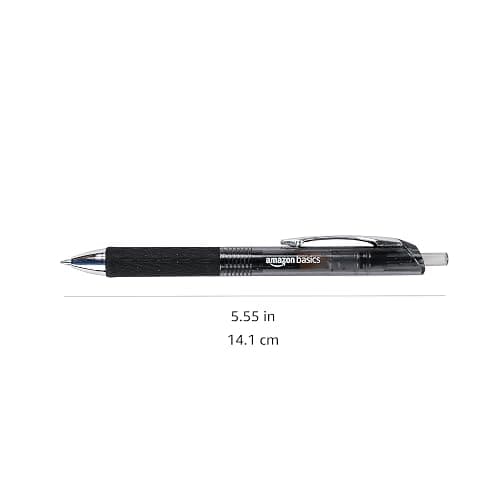 Amazon Basics Retractable Gel Pens, Fine Point 0.7mm, Smooth Writing, Black, No Smudge, School and Office Supplies, 12-Pack thumbnail 3