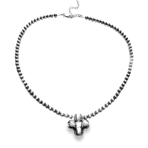 925 Navajo Pearl Style Necklace for Women - Sterling Silver 4 mm Hand Beaded Necklace Southwestern Western Jewelry Handmade in the USA - Image 1
