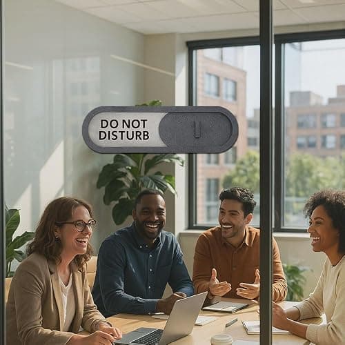 GEEKBEAR Do Not Disturb Welcome Slider Door Sign for Home Office - Premium MDF, 7.5 x 2.2 in (Brown) thumbnail 2