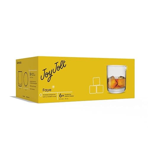 JoyJolt Faye Crystal Whiskey Glasses, Lowball Glasses Set of 6, 10oz Short Glass Tumbler, Double Old Fashioned Rocks Glass for Scotch or Bourbon, Dishwasher Safe Glassware thumbnail 6