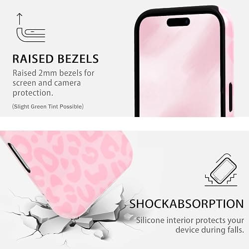 NITITOP Compatible with iPhone 17 Case Magnetic Compatible with MagSafe Cute Leopard Amber Aesthetic Tortoise Design for Women Men Girls Soft TPU Shockproof Protective Cover - Pink thumbnail 4