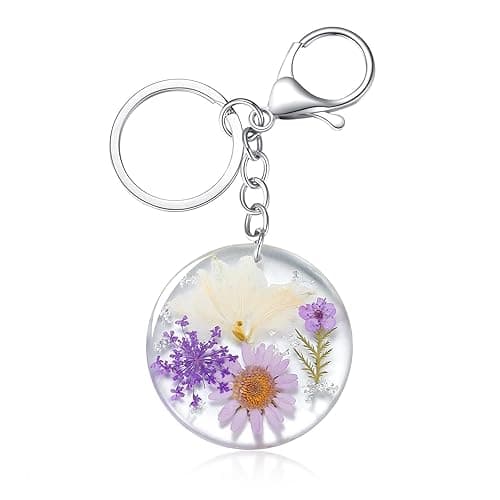 Aliravine Real Pressed Flower Keychains – Cute keychain for Women, Gift for Nature Lovers, Bag Charm,Handmade Pendants - Image 1