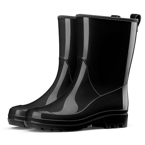 HISEA Women's Mid Calf Rain Boots Waterproof Garden Shoes Anti-Slipping Rainboots for Ladies with Comfort Insole Lightweight Rubber Short Rain Shoes Outdoor Work Boots - 6 - Black thumbnail 3