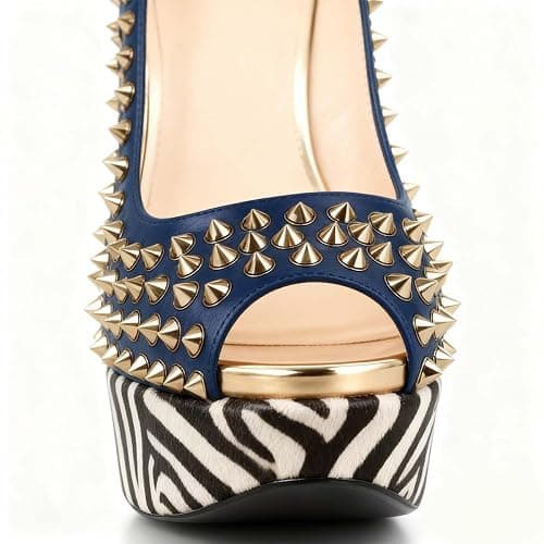 FSJ Women Classic Rivets Platform Heel Peep Toe Pumps High Stiletto Heel Slip On Studded Sexy Wedding Party Dance Shoes Size 4-16 US thumbnail 4