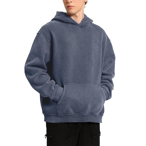 FAIABLE Mens Hoodies Oversized Unisex Acid Wash Hoodie Heavyweight Fleece Vintage Cotton Sweatshirt Men Women Streetwear thumbnail 3