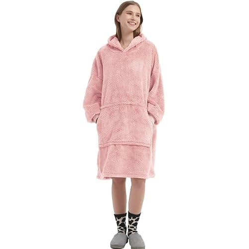 FELOVE Hoodie Decke Ärmeln Kuschelpullover Mit einer l großen Tasche,Tragbare Decke Ultra Soft Bequemer Kuschel Erwachsene Hoodie,Warm Kuscheldecke weich als Geschenke für Frauen Freundin Mütter thumbnail 6