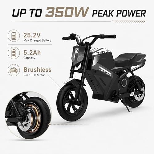 E11EVEN ADV250S Kids Electric Mini Bike, 350W Peak, 25.2V, Ages 5+ | 350W Peak Brushless Hub Motor | 25.2V Max-Charge 5.2Ah Battery | 140 lb Max Load thumbnail 3