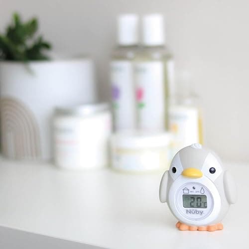 Nuby - Termometro da bagno per bambini a forma di pinguino - Schermo di facile lettura - Senza BPA - Grigio - Adatto a partire da 0 mesi thumbnail 5