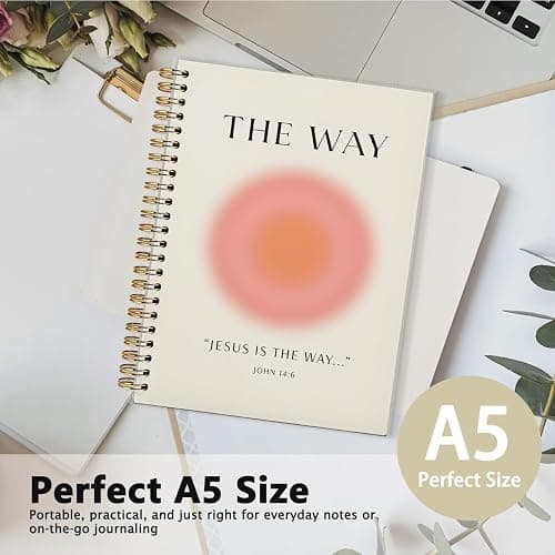FLVGE Bible Study Supplies Christian Notebook, Jesus Is The Way Notebook Journal, Christian Prayer Journal Gifts for Women Girl, Pink Aura Prayer Scripture Bible Hardcover Spiral Notebooks 5.5x8.3 thumbnail 3