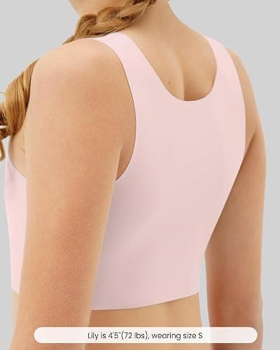 Sascina Girls Soft Training Bras 7-12 Seamless First Bra Girls Sports Bras Longline Crop - No Pads, Chest Double Lined thumbnail 3