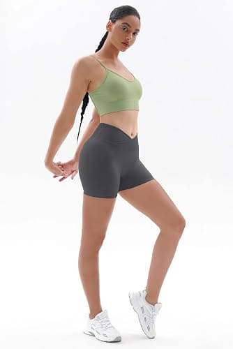 Vertvie Damen Gym Shorts V Cross Stretch Push Up Yoga Shorts Booty Scrunch Fitness Hosen Kurz High Waist Nahtlos Workout Sportshorts Butt Lift Kurze Leggings Sommer thumbnail 4