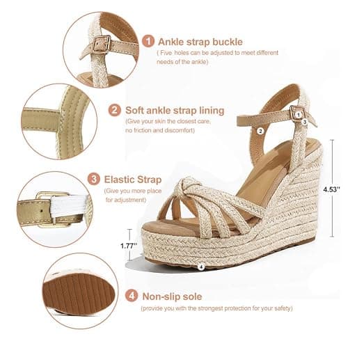 mikarka Sandals for Women 2025: Comfortable Wedge Platform Sandals Women - Braided Espadrilles for Women Ankle Strap Open Toe Wedges Heels Beach Sandals Summer Shoes thumbnail 4