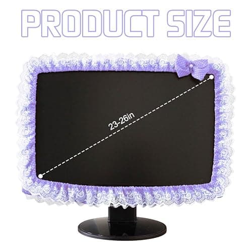 ZUYYON 2 Pcs 23''-26'' Lovely Computer Monitor Cover with Bow-Knot Cute Elastic Monitor Dust Cover Protector Monitor Accessories Laptop TV LCD Screen Monitor Decor(Purple) thumbnail 3