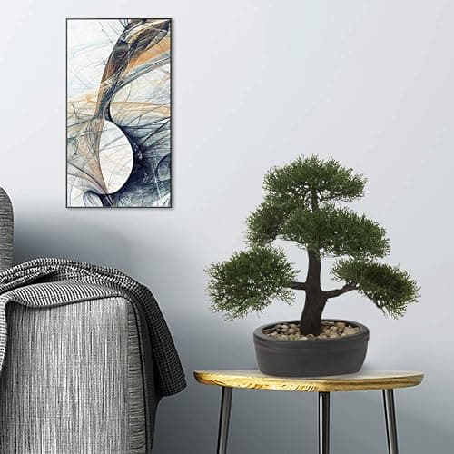 Artificial Bonsai Tree Juniper Faux Plants Indoor Small Fake Plants Decor with Ceramic Pots for Home Table Office Desk Bathroom Shelf Bedroom Living Room Farmhouse Decorations - 14" Pine thumbnail 2