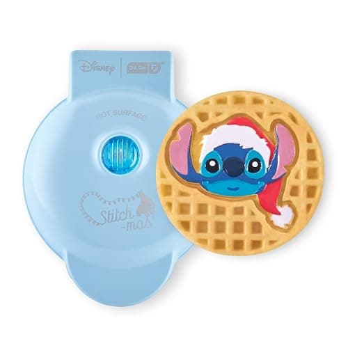Disney Dash Stitch Santa Mini Waffle Maker - Holiday Waffle Maker - Simple Setup & Quick Cleanup - Convenient & Compact for Easy Storage - Image 1