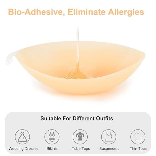 RELIRELIA Women's Sticky Self Adhesive Invisible Strapless Reusable Silicone Push Up Backless Bra thumbnail 5