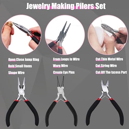 MONVICT Jewelry Making Supplies Kit with Jewelry Making Tools, Findings, Necklace Chain, Jewelry Wires, Adjustable Magnifier, Carry Bag, Meet All The Needs of Jewelry Making, Repair, Beading thumbnail 6