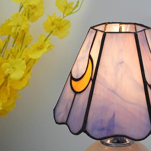 KIPHEPI Mushroom Lamp Stained Glass Lamp Moon Tiffany Lamps Cute Small Bedside Table Lamps for Living Room Home Decor,Girls Women Birthday Christmas Thanksgiving Day Gift,Pink Blue thumbnail 7