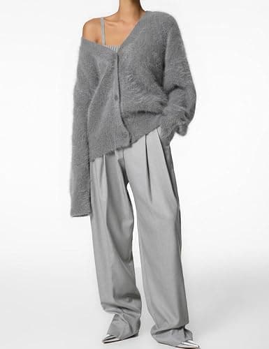 Arssm Womens Fuzzy Cardigan Sweater Long Sleeve Cardigans Button Down V Neck Fluffy Knit Top Fashion 2025 Knitwear thumbnail 6