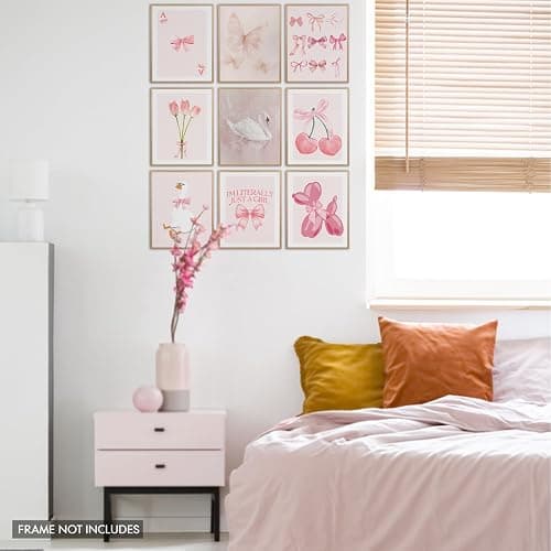 Elegend Coquette Room Decor - 9pcs Coquette Wall Decor, Coquette Posters, Pink Room Decor Coquette, Coquette Wall Art Prints, Coquette Posters for Girl Bedroom Decorations thumbnail 5