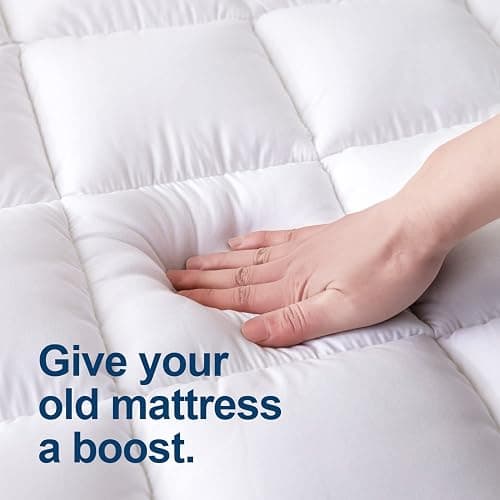 ELEMUSE Queen Mattress Pad – Plush Pillow Top Cooling Bed Topper, Ultra Soft Down Alternative Fill, Breathable Mattress Cover with Deep Pocket Fits 8-21 Inch Mattresses, (60x80 inch, White) thumbnail 3