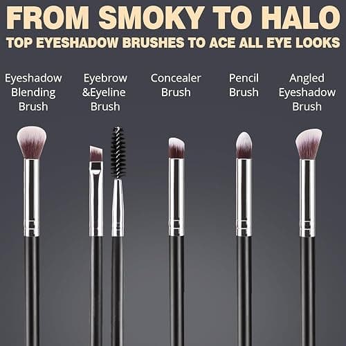BEAKEY Makeup Brush Set Professional for Eye and Face, Foundation Blending, Eyeshadow, Concealer, Eye Shadow with 2 Blender Sponge, Paper Case, Christmas Stocking Stuffers thumbnail 7