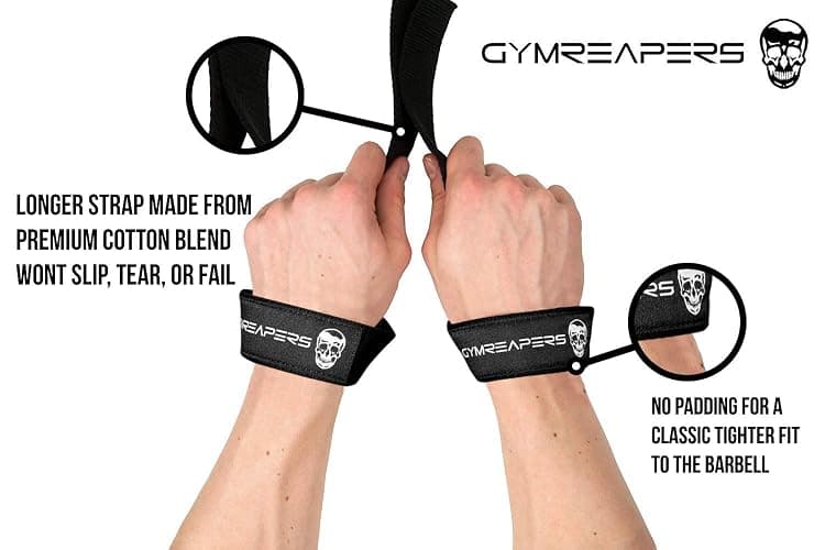 Gymreapers Lifting Wrist Straps for Weightlifting, Bodybuilding, Powerlifting, Strength Training, & Deadlifts - Padded Neoprene with 18 inch Cotton thumbnail 2