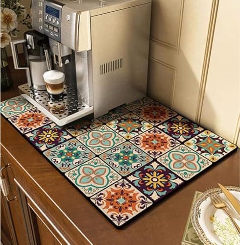 Cciphy Cute Coffee Maker Mat for Countertops Bar Accessories, Colorful Dish Drying Pad for Kitchen, Absorbent Quick Drying Mat, 12 X16 inch (Color C, 16"x12") thumbnail 7