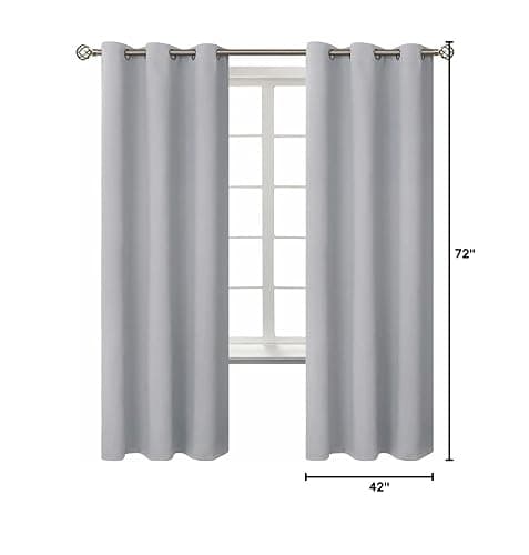 BGment Room Darkening Curtains 72 Inches Long - Grommet Thermal Insulated Drapes Window Treatment Curtains for Bedroom, 2 Panels, 42 x 72 Inch, Light Grey thumbnail 3