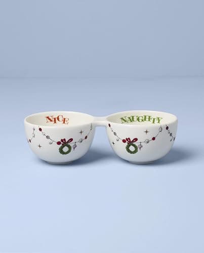 Lenox 898095 Merry Grinchmas Naughty or Nice Double Dip Bowl, Christmas Dish, Festive Holiday Serveware thumbnail 3