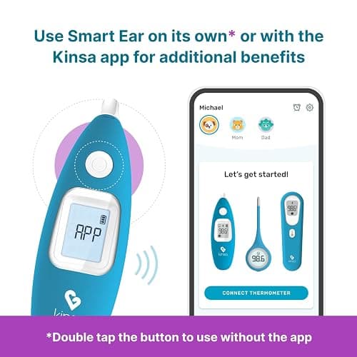 Kinsa Smart Ear Thermometer for Fever - Medical Infrared Termometro - FDA Cleared for Body Temperature Readings for All Ages - Connects to a Smartphone App to Track Symptoms and Get Illness Guidance thumbnail 3
