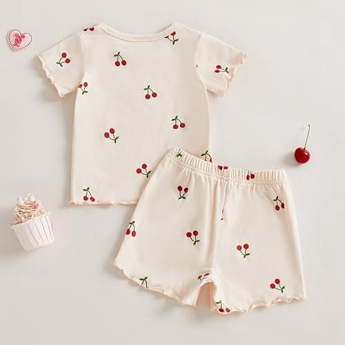 YINGISFITM Toddler Baby Girl Summer Clothes Daisy Dot Print Short Sleeve T Shirt + Shorts Sets Infant Cute Outfits thumbnail 6