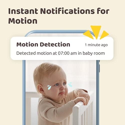 NETVUE Upgraded Baby Monitor Camera, 5000mAh Baby Camera Monitor Audio, Moniteur Bébé with Cry Detection, 5" Display, 2-Way Talk, 4 in 1 Bracket, Smart Phone App, Ideal for All Scenarios thumbnail 3