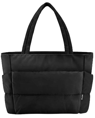 HOTOR Puffer Tote Bag for Women, Nurses - Multi-Pocket Lightweight Bag for Work - Quilted Handbag for Travel and Gym - Image 1