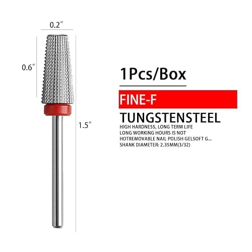 ERUIKA Nail Drill Bits 5 in 1 Carbide Rotary Bit 3/32" Shank Nail Cutter,Left and Right Handed Acrylic or Hard Gel Remover (F) thumbnail 4