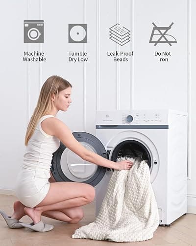 Mr. Sandman Weighted Blanket for Adults, Heavy Blanket for Woman,Man Sleeping/Calm, Soft and Cozy Weighted Throw Blankets, Machine Washable, 60 x 80in, 15 lbs, White thumbnail 6