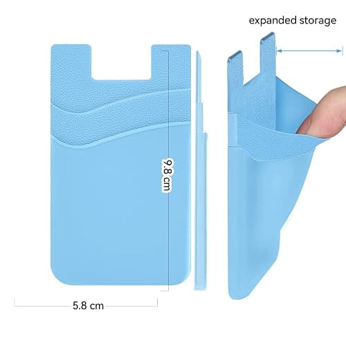 SS Card Holder for Phone Case - Silcone Stick On Credit Card Phone Wallet for Men & Women, Ultra-Thin & Portable, Compatible with iPhone/Android/Samsung Galaxy, Holds Cards & Cash, Hands-Free (5 pack) thumbnail 5