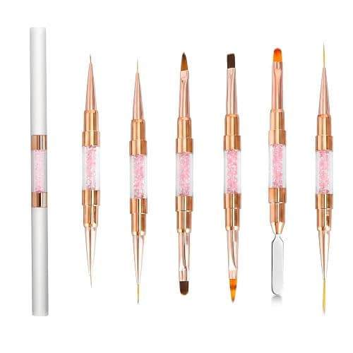 GASRONS Dual-Ended Nail Art Liner Brushes(6PCS) - 5/7/10/15/19mm Precision Tips for Gel Polish Acrylic Painting, DIY Manicure and Cuticle Polish Mistake Correction - Image 1