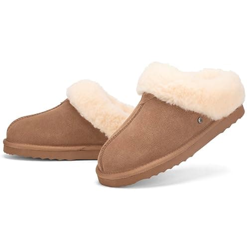 Parfeying Women's Slip on House Slippers, Real Wool from Sheep, Anti-slip Rubber Sole Warm Indoor Outdoor Slippers for Women thumbnail 6