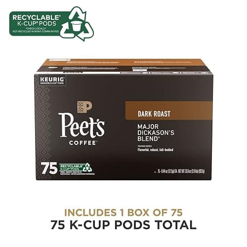 Peet's Coffee, Dark Roast Keurig K-Cup Pods - Major Dickason's Blend 75 Count (1 Box of 75 Pods) thumbnail 2