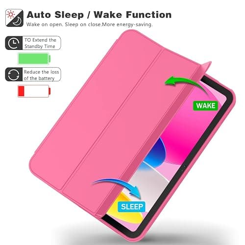 iMieet iPad (A16) Case 11th Gen/iPad 10th Generation Case [11-Inch 2025/10.9 Inch 2022] with Pencil Holder, Trifold Stand Smart Cover with Soft TPU Back,Auto Wake/Sleep(Watermelon) - Watermelon thumbnail 4