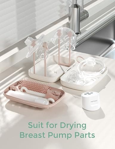 Momcozy 7-in-1 Baby Bottle Cleaner Kit with Silicone, Nipple & Straw Brushes, Soap Dispenser and Drying Rack - Portable Cleaning Tool for Home and Travel, Pink thumbnail 8