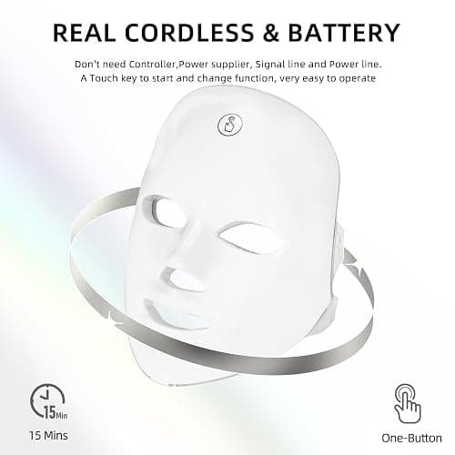 KNNKNN Red Light Therapy for face,Blue LED Light Therapy Mask,7-1 Colors LED Facial Skincare Mask at Home,USB Rechargeable,Cordless thumbnail 5