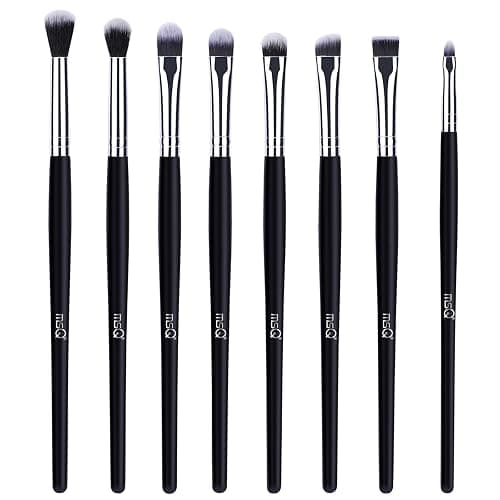 MSQ Eye Makeup Brushes 8pcs Eyeshadow Makeup Brushes Set with Soft Synthetic Hairs & Real Longer Wood Handle for Eyeshadow, Eyeliner, Blending, Lip(Black)… - Image 1