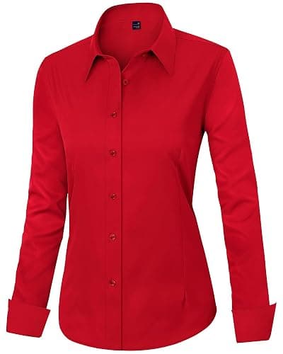 J.VER Womens Dress Shirts Long Sleeve Button Down Shirt Wrinkle-Free Business Casual Blouse Office Work Tops thumbnail 3
